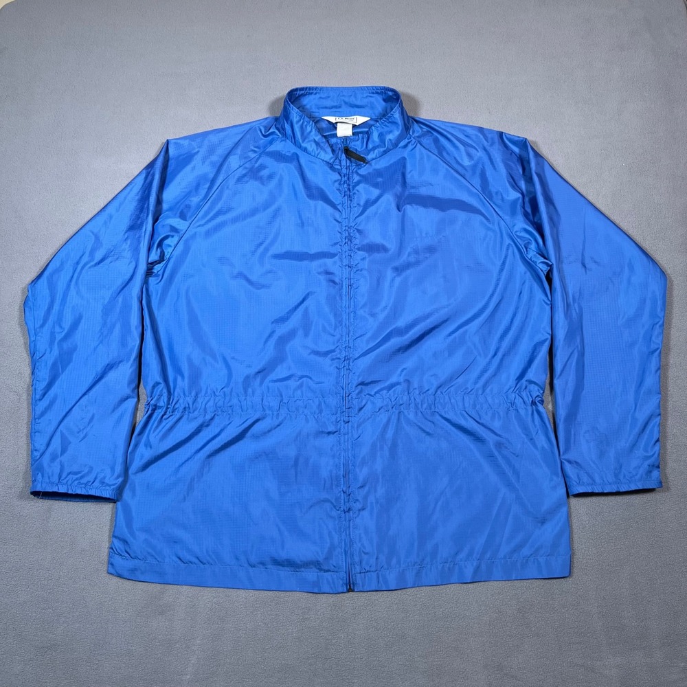 VTG LL Bean Windbreaker Jacket Mens XL Blue Lightweight Full Zip Cinch Waist USA